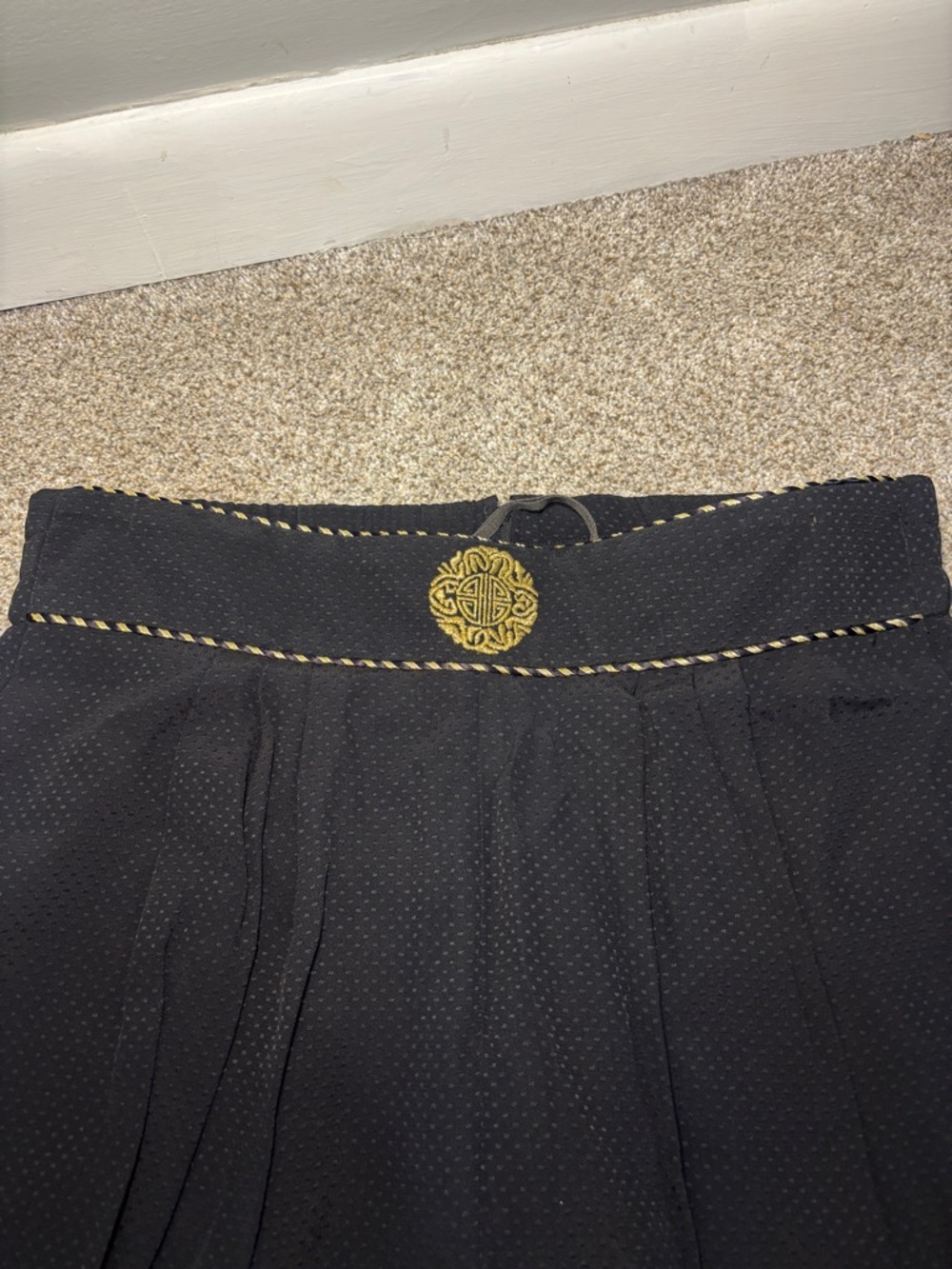 Vtg Gaucho Pants Women’s Medium Black Gold High Rise Wide Leg Evening Trouser 12